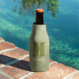 Enfriador De Botellas Verde ejército patrón de malla geométrica Monogram