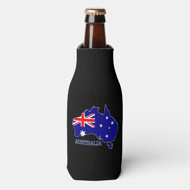 Enfriador De Botellas Viajes de mapas de bandera australiana (Frente de la botella)