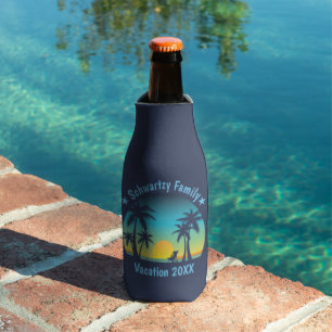 Enfriador De Botellas Vintage Beach Sunset Vacation Naranja-salón azul