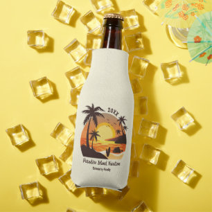 Enfriador De Botellas Vintage Beach Sunset Vacation surf naranja marrón