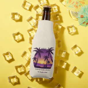 Enfriador De Botellas Vintage Beach Sunset Vacation tumbona durazno