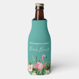 Enfriador De Botellas Watercolor Tropical Familia Floral Nombre Beach Ho