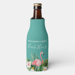 Enfriador De Botellas Watercolor Tropical Familia Floral Nombre Beach Ho