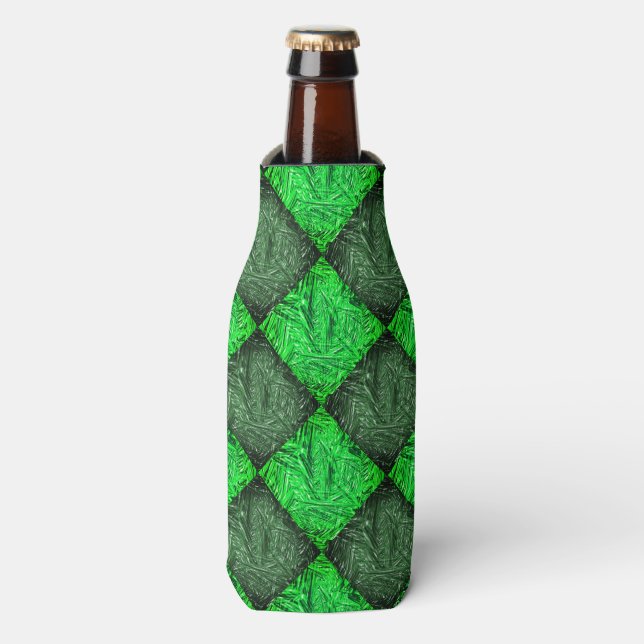 Enfriador De Botellas Xadrez verde Falsa ou folhas de coqueiro. (Frente de la botella)