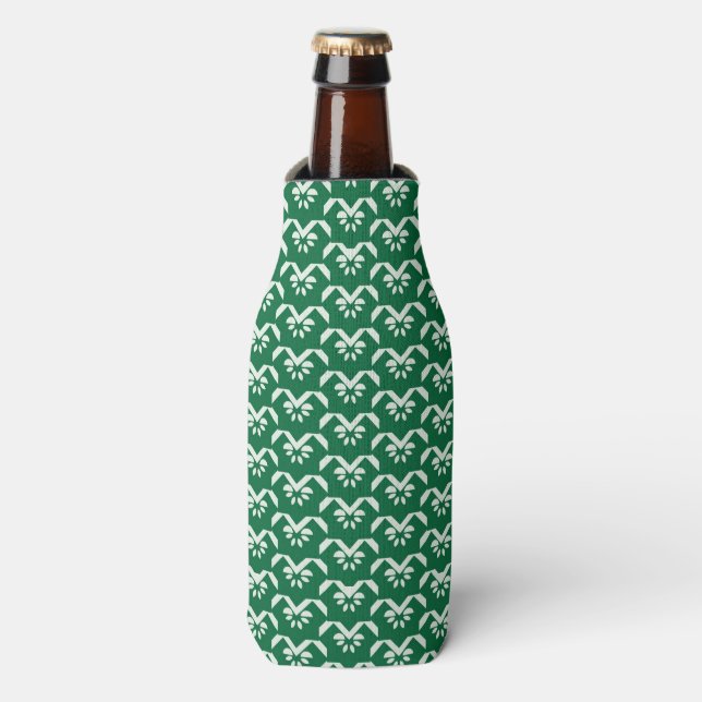 Enfriador De Botellas Zigzag floral verde (Frente de la botella)