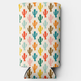 Enfriador de Lata de Cactus Coloridos Sin Costuras