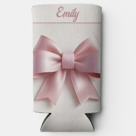 Enfriador de Lata de Lazo Rosa Personalizado - Lin