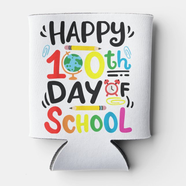 Enfriador De Latas 100 días felices de clases (Anverso)