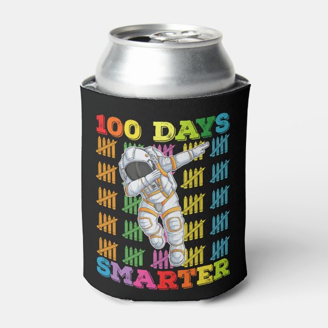 Enfriador De Latas 100 días más inteligente astronauta 100 días de cl (Lata Anverso)