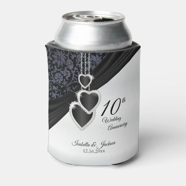 Enfriador De Latas 10.º Aniversario Boda de Onyx (Reverso de la lata)