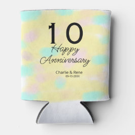 Enfriador De Latas 10 wedding anniversary yellow pastel name retro bo