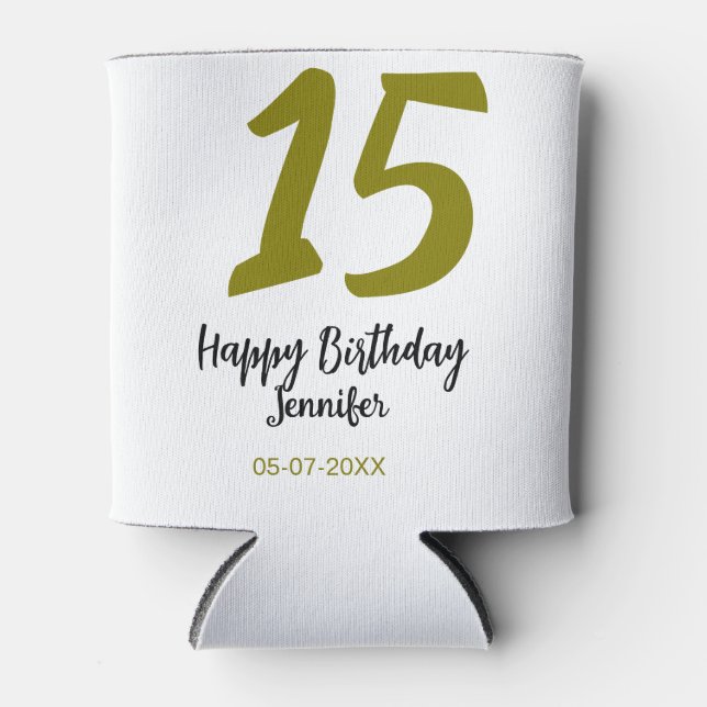 Enfriador De Latas 15 años quiencenera añadir fecha año dorado (Anverso)