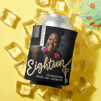 Enfriador De Latas 18.ª clave de oro del guión de la foto del cumplea