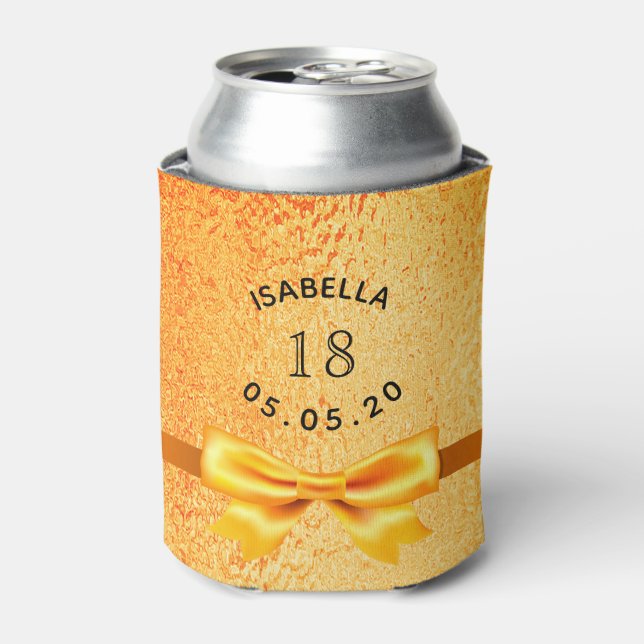 Enfriador De Latas 18.ª fiesta de cumpleaños arco elegante de oro (Lata Anverso)