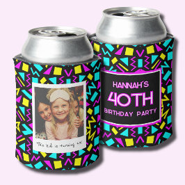 Enfriador De Latas 1990s Retro 40th Birthday Photo Can Cooler