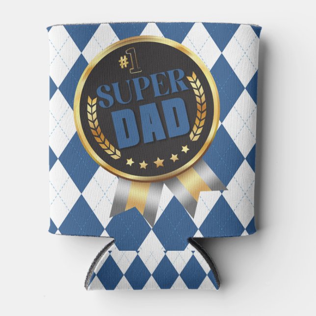 Enfriador De Latas #1 Super Papá - Feliz Día del Padre (Anverso)