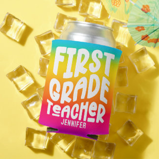 Enfriador De Latas 1st Grade Teacher Colorful Ombre 