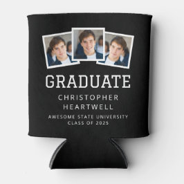 Enfriador De Latas 2025 Graduado 3-Photo Black and White Sporty