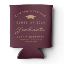 2026 Graduation Can Cooler de Borgoña Dorado