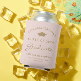 Enfriador De Latas 2026 Graduation Can Cooler Rosa Dorado