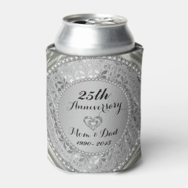 Enfriador De Latas 25° Aniversario Boda de los diamantes y la plata