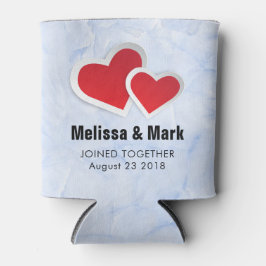 Enfriador De Latas 2 corazones de papel rojo sobre el helado Boda de 