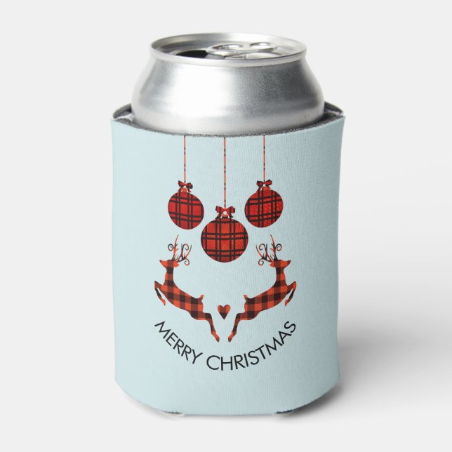 Enfriador De Latas 2 Navidades de ciervo saltando al estilo rústico (Lata Anverso)
