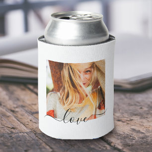 Enfriador De Latas 2 Plantilla de fotos Amor Texto de doble cara Blan