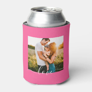 Enfriador De Latas 2 Plantilla de fotos Amor Texto de doble cara Rosa