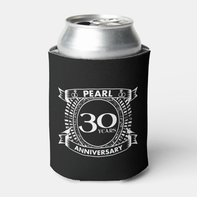 Enfriador De Latas 30.º boda de perlas escudo (Lata Anverso)