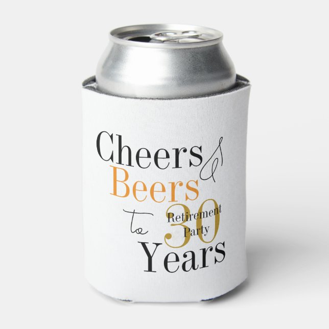 Enfriador De Latas 30 Years Retirement Cheers Beers Party Favor (Lata Anverso)