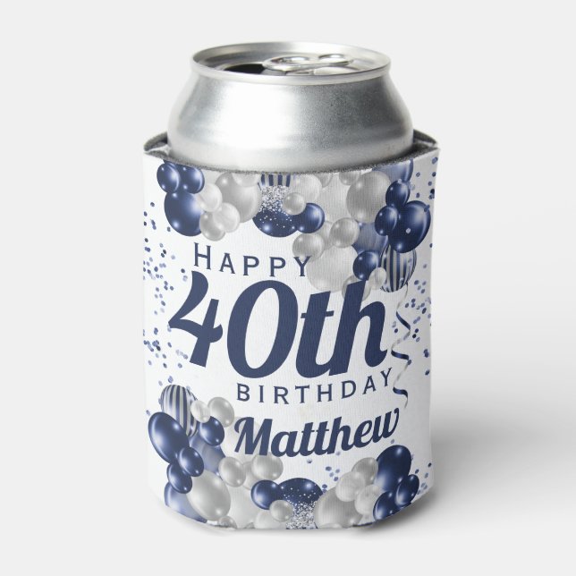Enfriador De Latas 40.º Balón de la Marina de Cumpleaños (Lata Anverso)