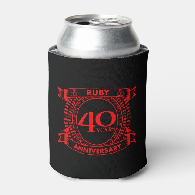 Enfriador De Latas 40.º boda escudo de Ruby (Lata Anverso)