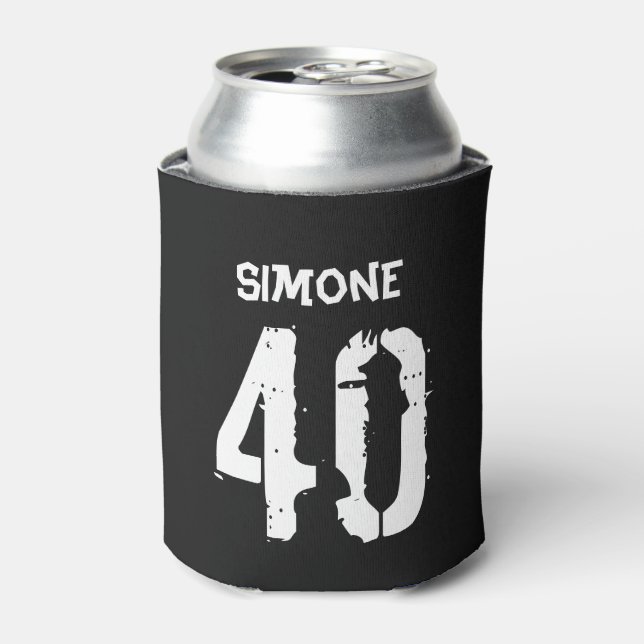 Enfriador De Latas 40.º cumpleaños blanco negro personalizado (Lata Anverso)