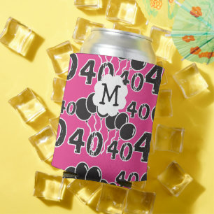 Enfriador De Latas 40.º Monograma PINK NEGRO personalizado
