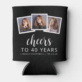 Enfriador De Latas 40 Aniversario 3-Foto Saludos en Guión Blanco Negr