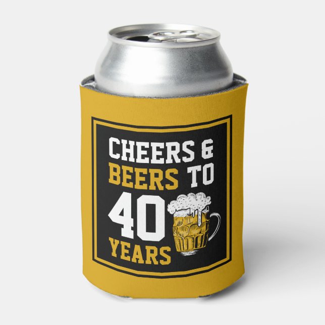 Enfriador De Latas 40 años de vigilia y cerveza a 40 años (Lata Anverso)