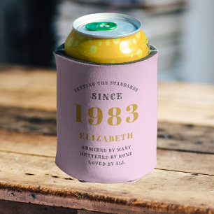 Enfriador De Latas 40 cumpleaños nacido en 1983 Añadir nombre gris ro