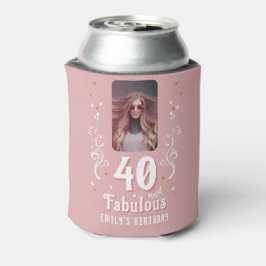 Enfriador De Latas 40 y fabuloso follaje rosa foto 40 cumpleaños