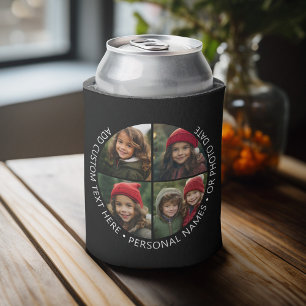 Enfriador De Latas 4 Colaje de Fotos con Texto Personalizado alrededo