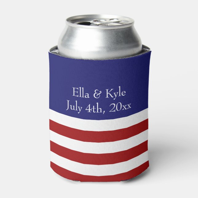 Enfriador De Latas 4 de julio a favor de la boda (Lata Anverso)