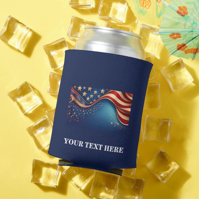 Enfriador De Latas 4 de julio Bandera Patriótica Americana (Verano in situ)