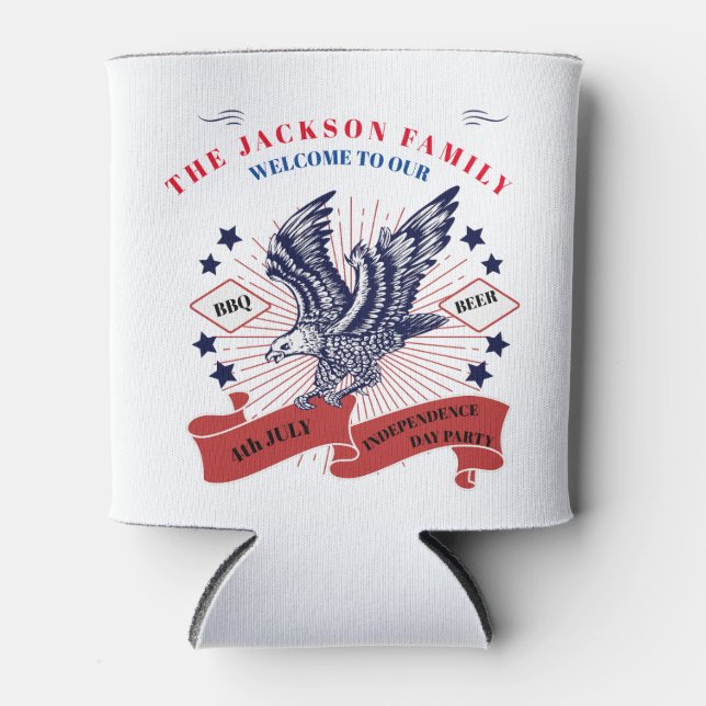 Enfriador De Latas 4 de julio Día de la Independencia. Texto editable (Anverso)