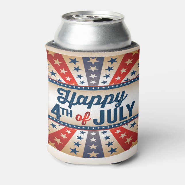 Enfriador De Latas 4 de julio Nombre personalizado abajo (Reverso de la lata)