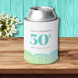 Enfriador De Latas 50.ª copa de papel de encaje azul de cumpleaños