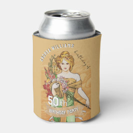 Enfriador De Latas 50.ª fiesta de cumpleaños, diosa de primavera, art