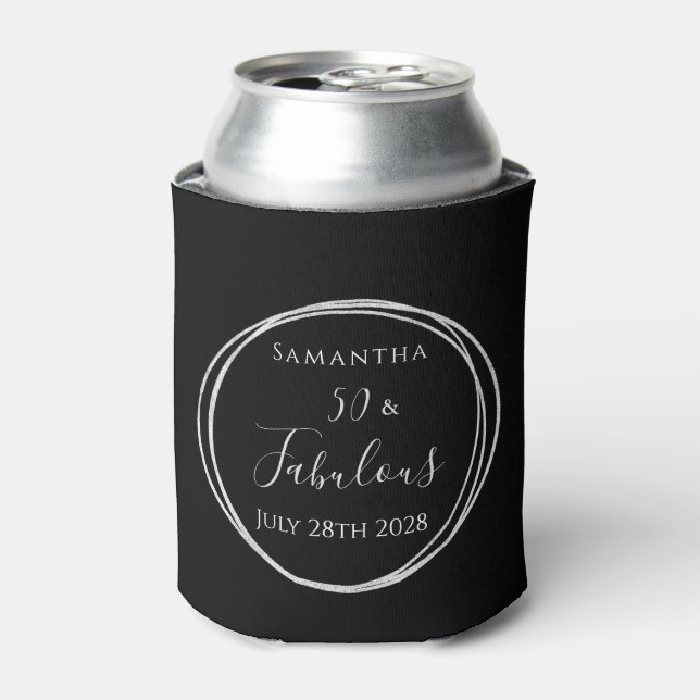 Enfriador De Latas 50.ª Fiesta personalizada Black Silver (Lata Anverso)