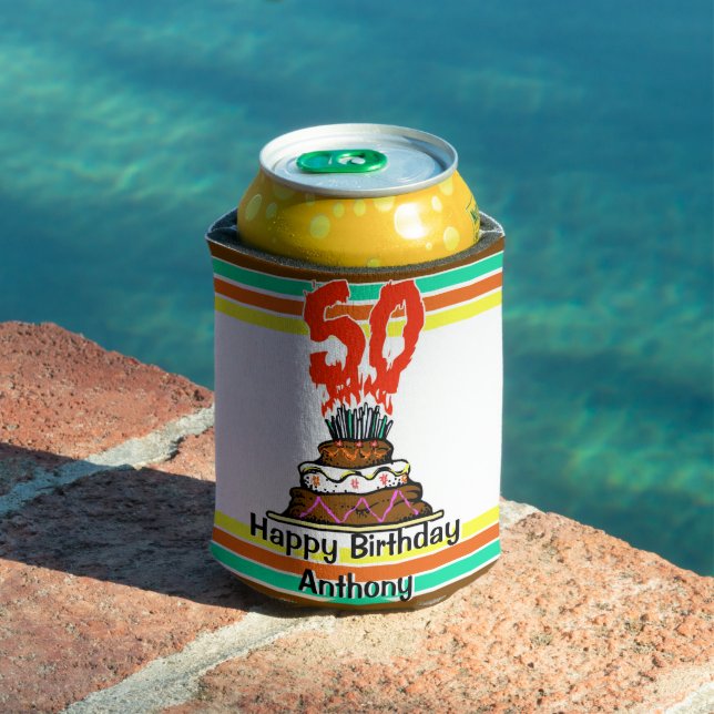 Enfriador De Latas 50.ª tarta de cumpleaños personalizada (Piscina in situ)