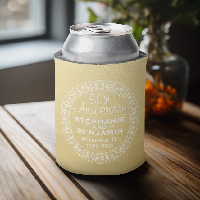 Enfriador De Latas 50.º Aniversario Boda Oro personalizado (Personalized Can Cooler - Add Your name for a great wedding anniversary party favor)