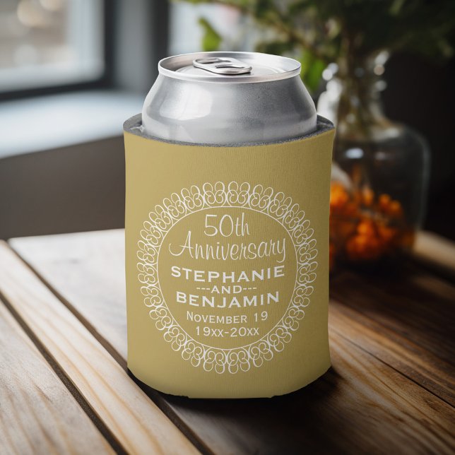 Enfriador De Latas 50.º aniversario Boda personalizado (Personalized Can Cooler - Add Your name for a great wedding anniversary party favor)